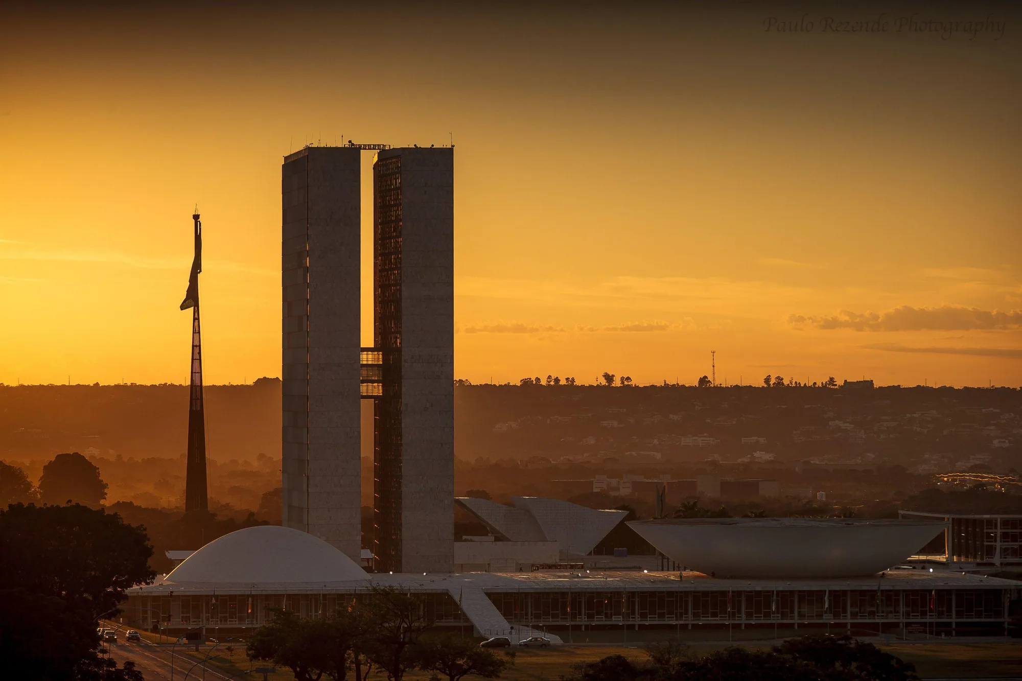 Congresso Nacional de Brasília ao pôr do sol
